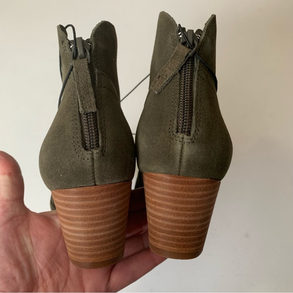 Violet & Red Size 8.5 Suede Leather Olive Green Cupid Bootie NWOB - Picture 10 of 16